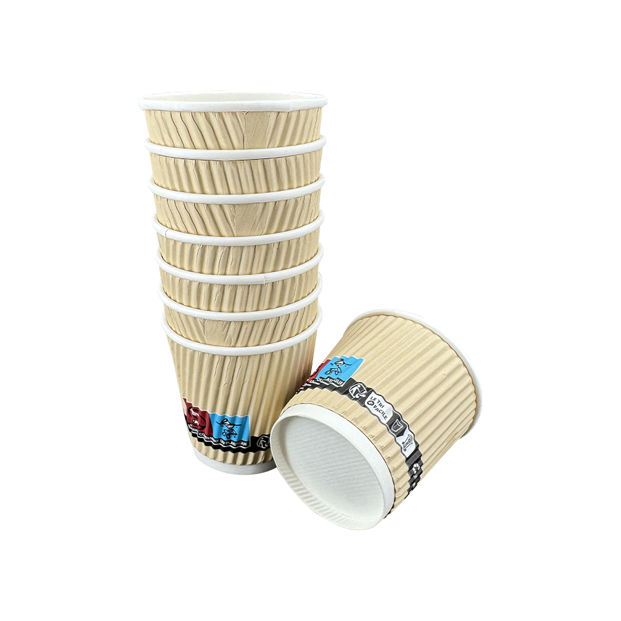 4oz Cangkir Kertas Kopi Terisolasi Sekali Pakai Dinding Ripple